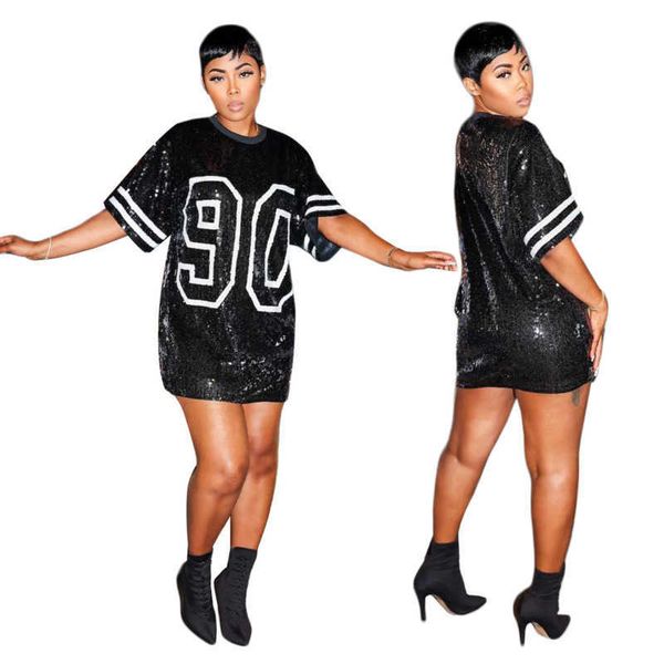 w0027 fashion women's t-shirt dresses bright print letters sequins loose dresses, White
w0027 fashion women's t-shirt dresses bright print letters sequins loose dresses, White