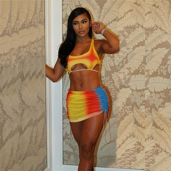 two piece dress echoine colorful gradient print sleeveless backless lace up tank drawsting mini skirt two piece set t230113, White
two piece dress echoine colorful gradient print sleeveless backless lace up tank drawsting mini skirt two piece set t230113, White