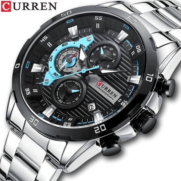 wristwatches curren mens fashion waterproof sport quartz chronograph wristwatch luxury stainless steel clock with luminous relogio masculino, Slivery;brown
wristwatches curren mens fashion waterproof sport quartz chronograph wristwatch luxury stainless steel clock with luminous relogio masculino, Slivery;brown