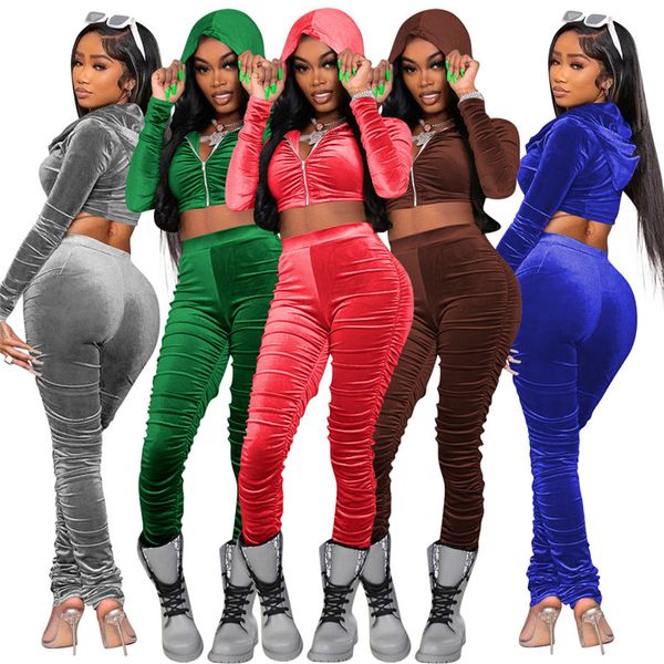 designer fall winter velvet tracksuits women sweatsuits long sleeve hooded jacket and stacked pants two piece sets outfits casual sports sui, Gray
designer fall winter velvet tracksuits women sweatsuits long sleeve hooded jacket and stacked pants two piece sets outfits casual sports sui, Gray