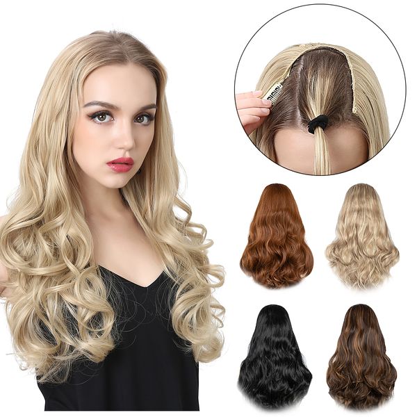 synthetic s wavy u part for women clip in hair invisible half false long blonde black natural hairpieces 230114
synthetic s wavy u part for women clip in hair invisible half false long blonde black natural hairpieces 230114