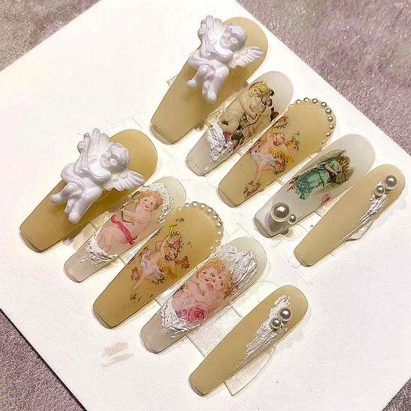 false nails baroque angel design handmade press on long coffin fake with glue customized reusable salon tip art 230114, Red;gold
false nails baroque angel design handmade press on long coffin fake with glue customized reusable salon tip art 230114, Red;gold