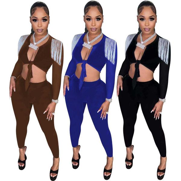 women clothes pants suit tracksuits two piece set new fashion casual tassel bandage waist solid color jogger outfits ladies, White
women clothes pants suit tracksuits two piece set new fashion casual tassel bandage waist solid color jogger outfits ladies, White
