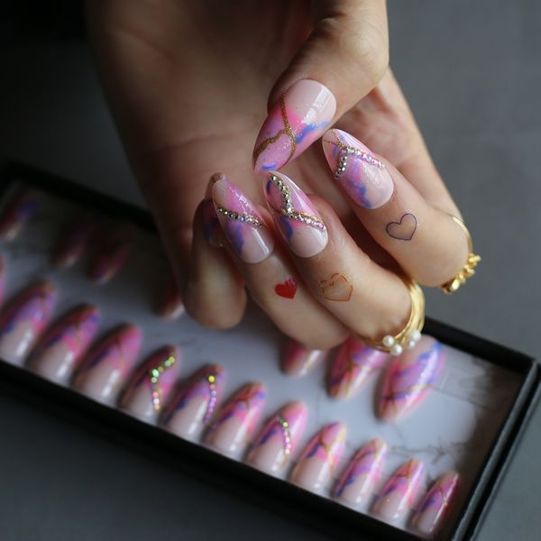 false nails natural nails ombre crystal pink cute glitter almond fake with box custom lavender smudge artificial fake 230114, Red;gold
false nails natural nails ombre crystal pink cute glitter almond fake with box custom lavender smudge artificial fake 230114, Red;gold