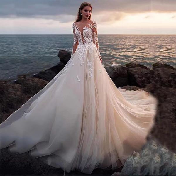 new round neck, long sleeve, high waist, slim fitting wedding dress wholesale, white beige bride, large size wedding dress
new round neck, long sleeve, high waist, slim fitting wedding dress wholesale, white beige bride, large size wedding dress