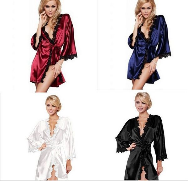 women nightwear satin lace lingerie sleepwear robes intimate night gown robes kimono exotic apparel babydolls chemises, Black;red
women nightwear satin lace lingerie sleepwear robes intimate night gown robes kimono exotic apparel babydolls chemises, Black;red