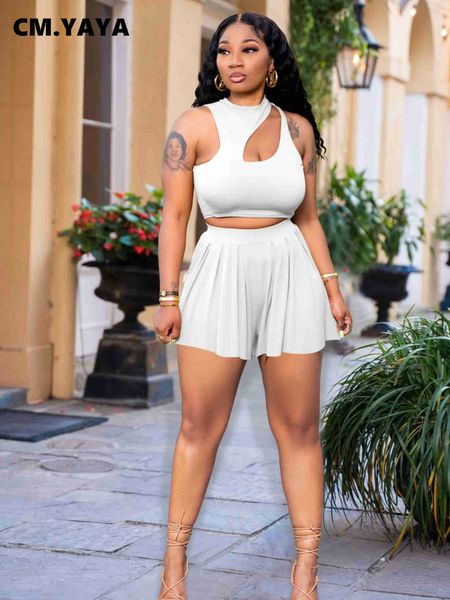 two piece dress cmyaya elegant workout pleated skirt shorts suit for women 2022 summer cutout tank matching two 2 piece set outfits tracksui, White
two piece dress cmyaya elegant workout pleated skirt shorts suit for women 2022 summer cutout tank matching two 2 piece set outfits tracksui, White