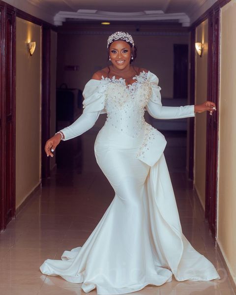 2023 arabic aso ebi ivory mermaid wedding dress lace pearls beaded crystals bridal gowns dresses zj2022, White
2023 arabic aso ebi ivory mermaid wedding dress lace pearls beaded crystals bridal gowns dresses zj2022, White