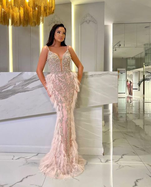 pink prom dresses sleeveless v neck spaghetti straps appliques sequins beaded floor length celebrity formal 3d lace feather evening dresses, Black
pink prom dresses sleeveless v neck spaghetti straps appliques sequins beaded floor length celebrity formal 3d lace feather evening dresses, Black
