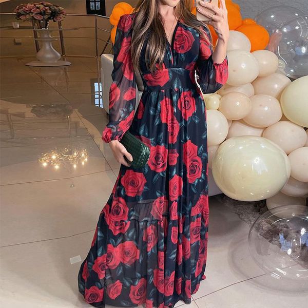 casual dresses ellafads women maxi dress autumn elegant fashion long sleeve rose print v neck nipped waist chiffon with lining dress 230113, Black;gray
casual dresses ellafads women maxi dress autumn elegant fashion long sleeve rose print v neck nipped waist chiffon with lining dress 230113, Black;gray