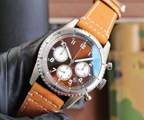 6 style super quality men watches 46mm sapphire luminous auto date japan multi-function quartz chronograph 316l steel original buckle cowhid, Slivery;brown
6 style super quality men watches 46mm sapphire luminous auto date japan multi-function quartz chronograph 316l steel original buckle cowhid, Slivery;brown