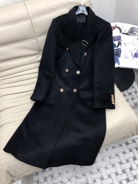 women's wool & blends european fashion brand vintage classic lapel wool coat, Black
women's wool & blends european fashion brand vintage classic lapel wool coat, Black