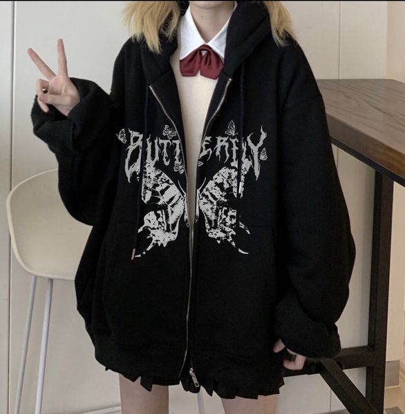 womens hoodies sweatshirts womens y2k retro dark gray sweatshirt 90s harajuku punk gothic zip up hoodie longsleeved loose jacket 230113, Black
womens hoodies sweatshirts womens y2k retro dark gray sweatshirt 90s harajuku punk gothic zip up hoodie longsleeved loose jacket 230113, Black