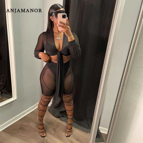 two piece dress anjamanor sheer mesh long sleeve 4 piece shorts sets club outfits for women matching sets black white wholesale d35-ce26 t23
two piece dress anjamanor sheer mesh long sleeve 4 piece shorts sets club outfits for women matching sets black white wholesale d35-ce26 t23