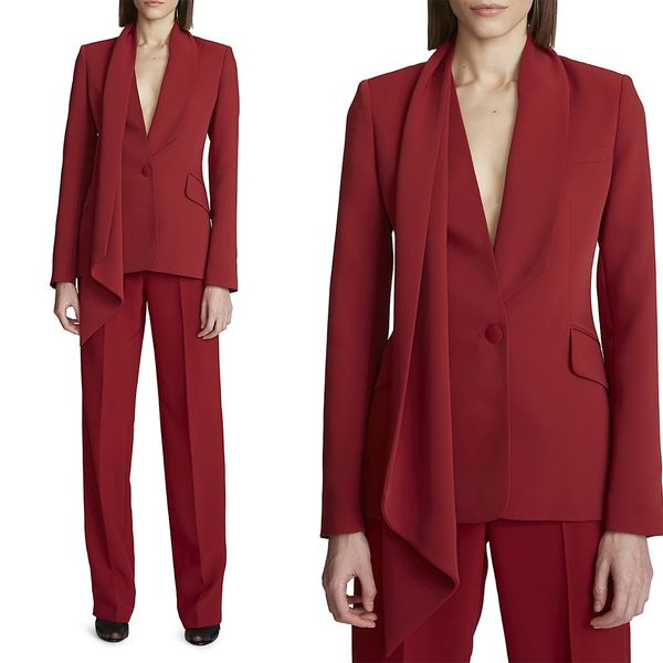 spring fashion dark red women pants suits for wedding mother of the bride suit evening party blazer guest wear 2 pieces, Black;red
spring fashion dark red women pants suits for wedding mother of the bride suit evening party blazer guest wear 2 pieces, Black;red