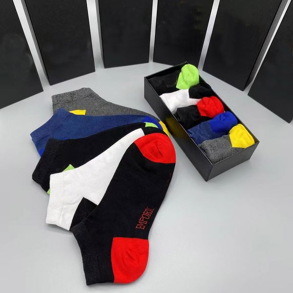 five pieces men's women's designer ea branded socks luxury sports patchwork with box breathable vintage active casual stockings, Black
five pieces men's women's designer ea branded socks luxury sports patchwork with box breathable vintage active casual stockings, Black