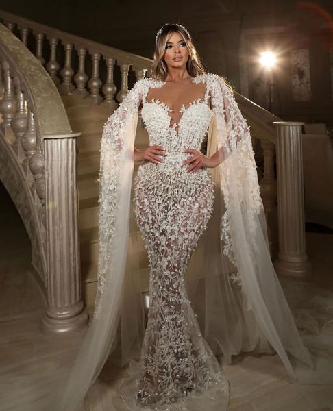 luxury mermaid wedding dresses sleeveless v neck 3d lace capes beaded pearls sequins appliques formal dresses hollow bridal gowns plus size, White
luxury mermaid wedding dresses sleeveless v neck 3d lace capes beaded pearls sequins appliques formal dresses hollow bridal gowns plus size, White
