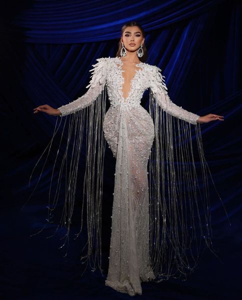 exquisite evening dresses long sleeves v neck 3d lace flowers beaded pearls appliques sequins floor length celebrity tassel prom party dress, Black;red
exquisite evening dresses long sleeves v neck 3d lace flowers beaded pearls appliques sequins floor length celebrity tassel prom party dress, Black;red