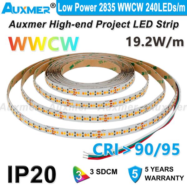 auxmer low power 2835 wwcw led strip lights high density 240leds/m led tape ip20 cri95/90 19.2w/m cct color temperature adjustable led 24v
auxmer low power 2835 wwcw led strip lights high density 240leds/m led tape ip20 cri95/90 19.2w/m cct color temperature adjustable led 24v