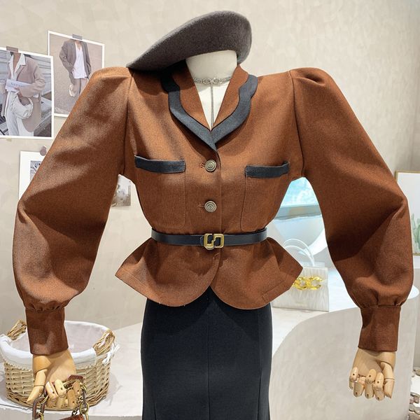 womens jackets in womens clothing autumn temperament contrast color jacket doll neck puff long sleeve with belt 230114, Black;brown
womens jackets in womens clothing autumn temperament contrast color jacket doll neck puff long sleeve with belt 230114, Black;brown