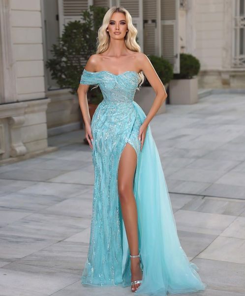 stylish blue mermaid prom dresses v neck sleeveless 3d lace one shoulder appliques shiny sequins beaded floor length side slit evening dress, Black
stylish blue mermaid prom dresses v neck sleeveless 3d lace one shoulder appliques shiny sequins beaded floor length side slit evening dress, Black