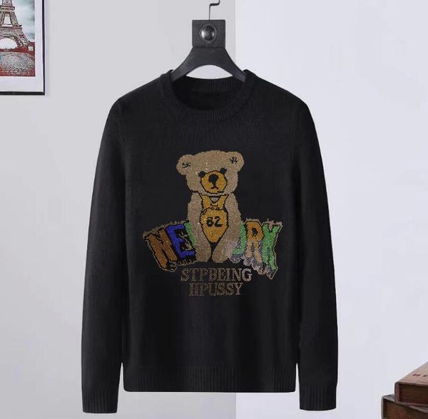 new borunke rhinestones cartoon pullover sweater designer hip hop casual men's, White;black
new borunke rhinestones cartoon pullover sweater designer hip hop casual men's, White;black