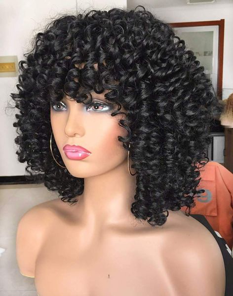 glueless kinky curly human hair afro wigs for black women full machine made none lace kinki curl with bang 150%density 14inch, Black;brown
glueless kinky curly human hair afro wigs for black women full machine made none lace kinki curl with bang 150%density 14inch, Black;brown