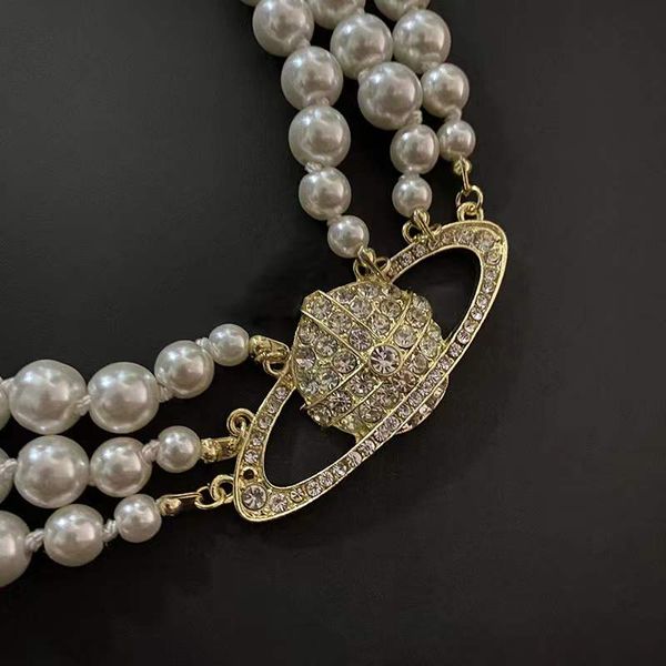 2022 european and american retro three-layer pearl necklace full diamond satellite necklace female, Silver
2022 european and american retro three-layer pearl necklace full diamond satellite necklace female, Silver