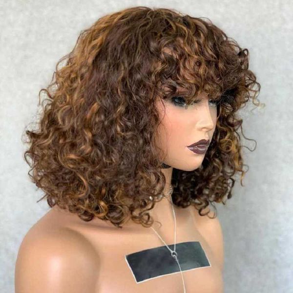 lace wigs deep wave human hair with bangs brown color 150 200 density curly full machine for black women no bob 230106, Black;brown
lace wigs deep wave human hair with bangs brown color 150 200 density curly full machine for black women no bob 230106, Black;brown