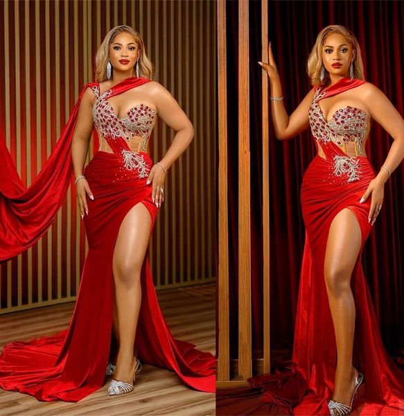 fancy red prom dresses one shoulder v neck party dresses crystals side split custom made evening dress, Black;red
fancy red prom dresses one shoulder v neck party dresses crystals side split custom made evening dress, Black;red