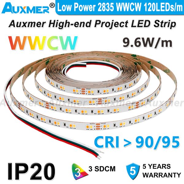 auxmer low power 2835 wwcw 120leds/m led strip lights cri95 cri90 cct color temperature adjustable led tape ip20 dc12v/24v 9.6w/m 5m indoor
auxmer low power 2835 wwcw 120leds/m led strip lights cri95 cri90 cct color temperature adjustable led tape ip20 dc12v/24v 9.6w/m 5m indoor