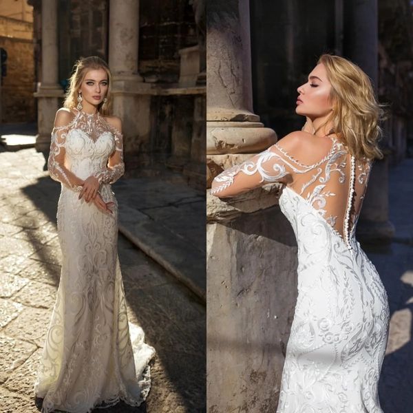 gorgeous mermaid wedding dresses long sleeves bridal gown custom made lace embroidery appliques wedding gowns, White
gorgeous mermaid wedding dresses long sleeves bridal gown custom made lace embroidery appliques wedding gowns, White
