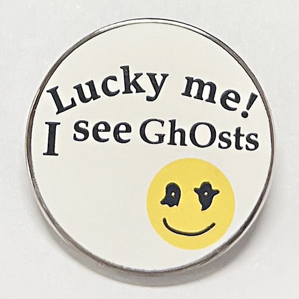 lucky me i see ghosts brooch metal badge accessory pin dark funny pin, Blue
lucky me i see ghosts brooch metal badge accessory pin dark funny pin, Blue