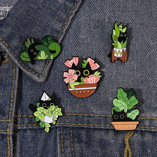 cats in plants enamel pins custom black cat potted plant brooches lapel badges fun animal plant jewelry gift for kids friends 10colors
cats in plants enamel pins custom black cat potted plant brooches lapel badges fun animal plant jewelry gift for kids friends 10colors