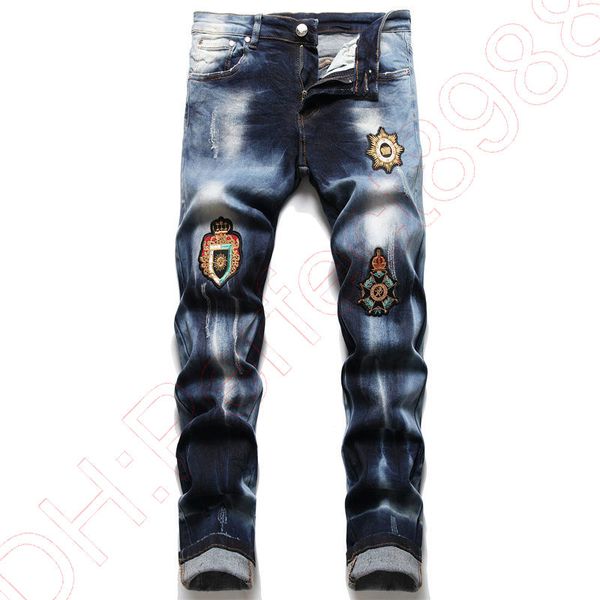 new jeans chino pants pant men's trousers stretch close-fitting slacks washed straight skinny embroidery patchwork ripped mens trend br, Blue
new jeans chino pants pant men's trousers stretch close-fitting slacks washed straight skinny embroidery patchwork ripped mens trend br, Blue