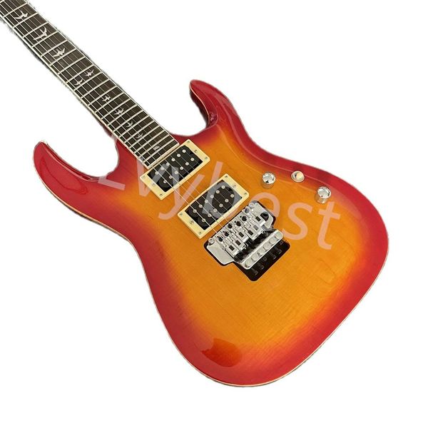 lvyelectric guitar custom-made double rocker electric guitar with red ring and yellow body integrated piano rosewood finge
lvyelectric guitar custom-made double rocker electric guitar with red ring and yellow body integrated piano rosewood finge