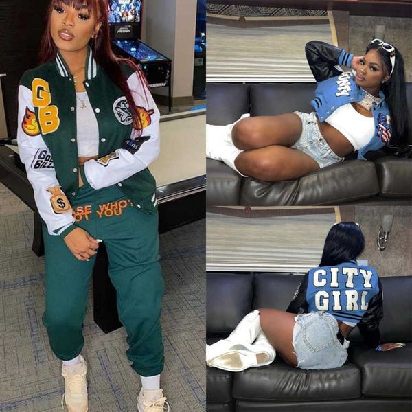 women jackets designer 2023 new special fashion contrast color towel embroidered baseball coat 2 colours s-xl, Black;brown
women jackets designer 2023 new special fashion contrast color towel embroidered baseball coat 2 colours s-xl, Black;brown