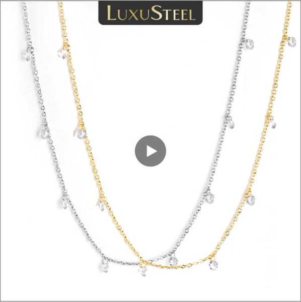 dainty luxury stainless steel necklace women gold color round cz crystal charm collar bijoux acier inoxidable femme, Silver
dainty luxury stainless steel necklace women gold color round cz crystal charm collar bijoux acier inoxidable femme, Silver