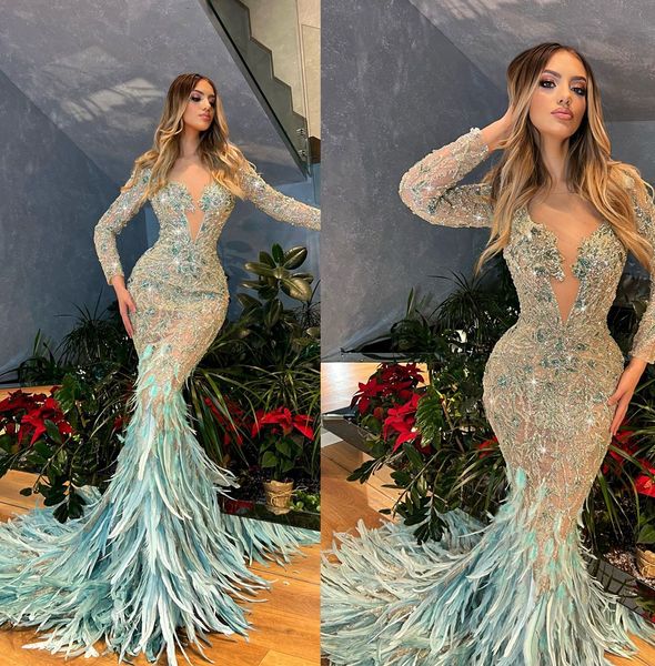 luxurious feathers mermaid prom dresses sheer neck party dresses crystals lace custom made evening dress, Black;red
luxurious feathers mermaid prom dresses sheer neck party dresses crystals lace custom made evening dress, Black;red