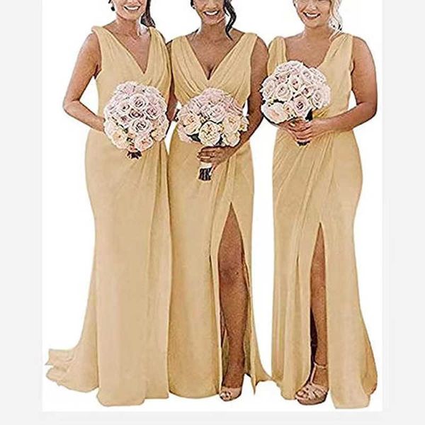 party dresses bridesmaid dress 2023 new wedding banquet wedding v-neck split back dress, White;black
party dresses bridesmaid dress 2023 new wedding banquet wedding v-neck split back dress, White;black