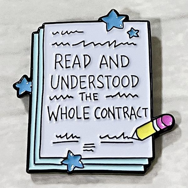 read and understand the whole contract brooch pin english cartoon metal badge brooch, Blue
read and understand the whole contract brooch pin english cartoon metal badge brooch, Blue