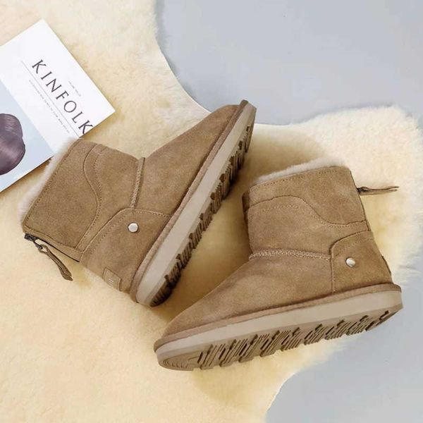 boots new sheepskin suede leather women fashion casual winter snow natural sheep wool fur warm shoes flat waterproof botas mujer 221215, Black
boots new sheepskin suede leather women fashion casual winter snow natural sheep wool fur warm shoes flat waterproof botas mujer 221215, Black