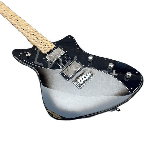 lvyelectric guitar custom body black ring silver maple head hh pickup shark fin shaped
lvyelectric guitar custom body black ring silver maple head hh pickup shark fin shaped