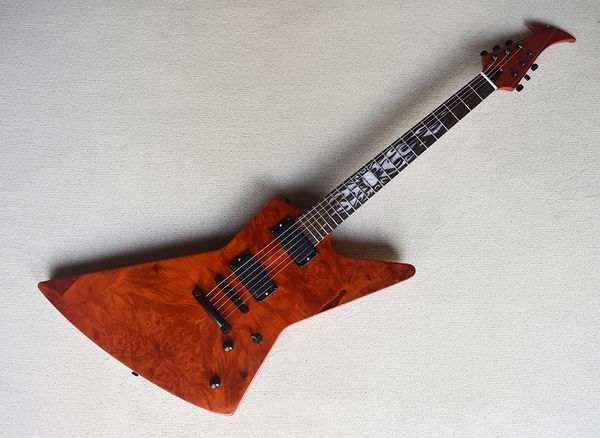 6 strings brown mahogany electric guitar with rosewood fretboard