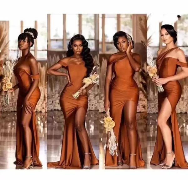 elegant brown mermaid long bridesmaid dresses plus size off shoulder neck split ruched sweep train maid of honor gowns wedding guest wear, White;pink
elegant brown mermaid long bridesmaid dresses plus size off shoulder neck split ruched sweep train maid of honor gowns wedding guest wear, White;pink