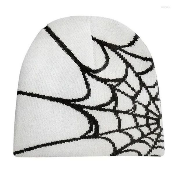 berets y2k beanie spider web hat knit skullies baggy slouchy skull, Blue;gray