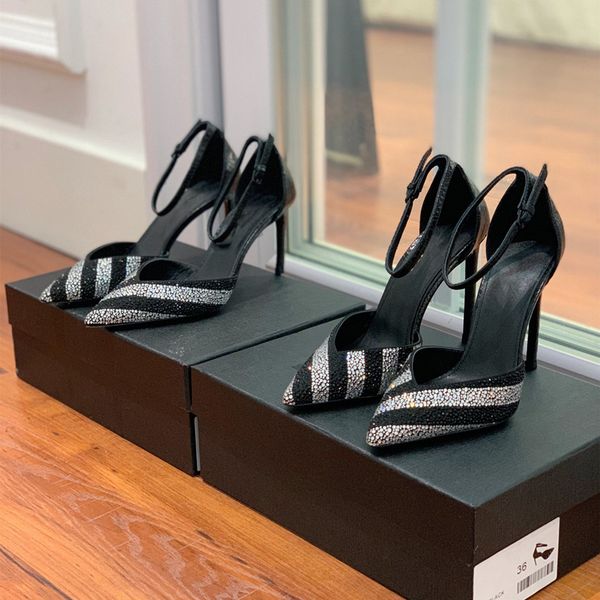 7.5cm 10cm heel women lady sandals famous designer stripes blingbling rhinestone footwear summer dress formal party y0134, Black
7.5cm 10cm heel women lady sandals famous designer stripes blingbling rhinestone footwear summer dress formal party y0134, Black
