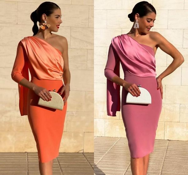 2023 elegant mother of the bride dresses knee length one shoulder orange pink sheath long sleeve ruched satin short prom party gowns women f, Black;red
2023 elegant mother of the bride dresses knee length one shoulder orange pink sheath long sleeve ruched satin short prom party gowns women f, Black;red