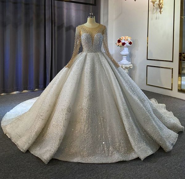 luxury ball gown wedding dresses 2023 pearls beads long illusion sleeve bridal gowns arabic dubai muslim sequined robe de mariage custom mad, White
luxury ball gown wedding dresses 2023 pearls beads long illusion sleeve bridal gowns arabic dubai muslim sequined robe de mariage custom mad, White