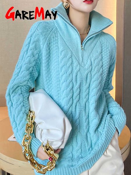women's sweaters knit oversize sweater polo zipper turn down autumn winter turtleneck knitted warm green for women with collar 230118, White;black
women's sweaters knit oversize sweater polo zipper turn down autumn winter turtleneck knitted warm green for women with collar 230118, White;black